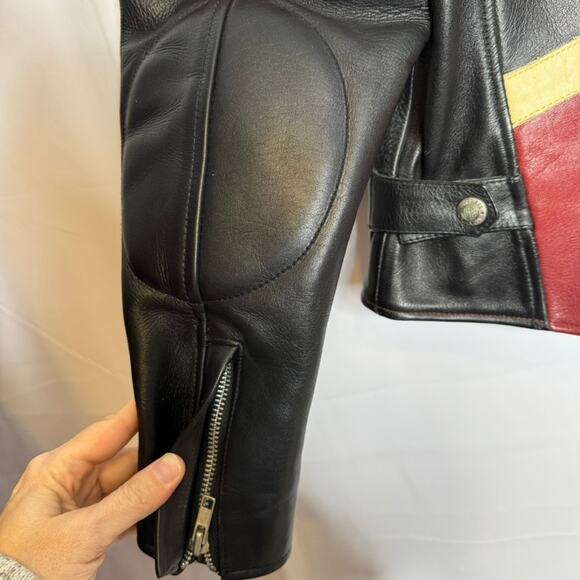 Flying Biker Oakwood Leather Motorcycle Jacket Women L Black Red Thinsulate - Picture 6 of 16
